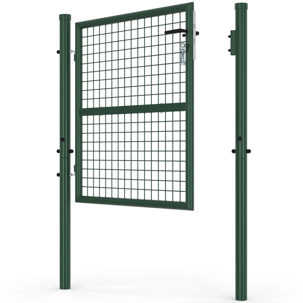 IDMarket - Cancello da giardino in acciaio 105 x 100 cm con serratura e maniglia verde