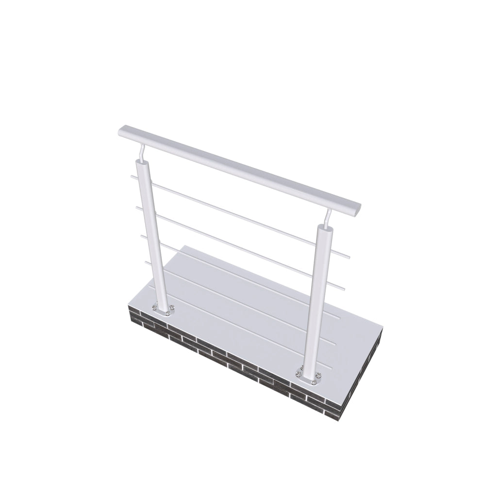 Ringhiera Parapetto in Alluminio Argento Opaco 100x100cm per interni ed esterni a Fissaggio a Pavimento