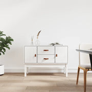 Credenza-Buffet-Armadio da cucina Bianca 110x40x78 cm in Legno Massello di Pino