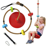 Corda Arrampicata Bambini con Pedane e Seduta a Disco, in HDPE e PE, ?30x4 cm, Rosso