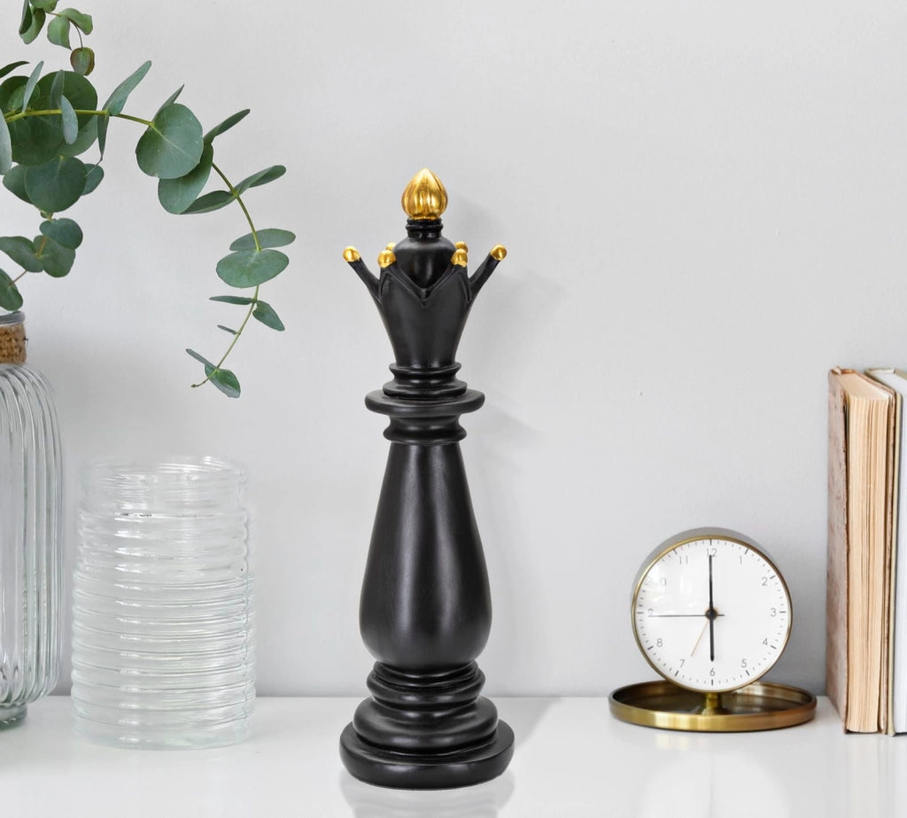 Alfiere da Scacchi 12,5x38,5x12,5 cm in Poliresina Nero/Oro