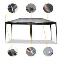 Toboli Gazebo 3 x 6 m in grigio con protezione UV 50+, tendone da giardino con pareti laterali avvolgibili, tenda da festa con finestre, ad esempio per terrazze e festival