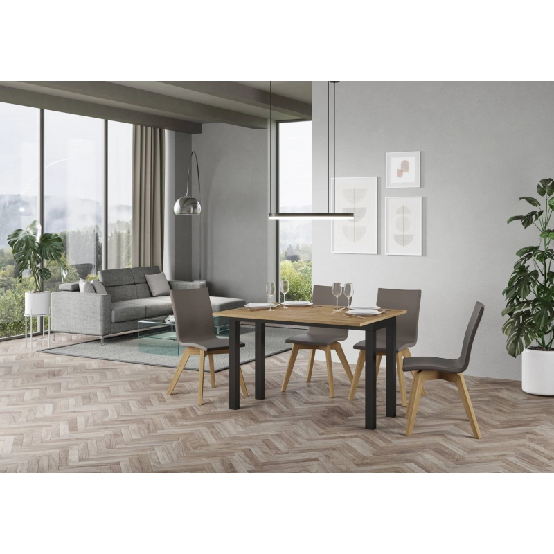Tavolo apribile 120/200x45/90 cm Everyday Double telaio Antracite - Quercia Natura