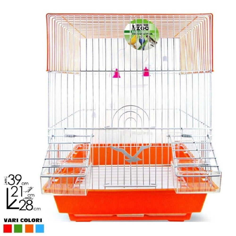 Trade Shop - Gabbia Uccelli Canarini Pappagalli Forma Quadrata Con Accessori Vari Colori -
