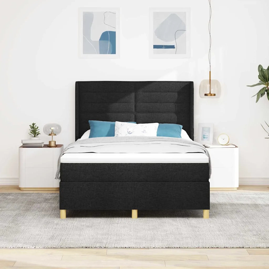 Letto a molle con materasso Nero 140 x 190 cm Tessuto