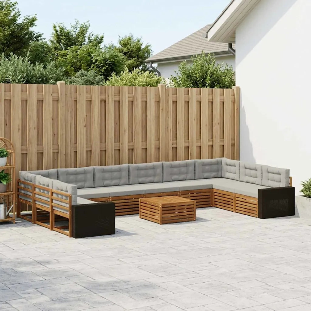 Set divani con cuscino 11 pcs Legno di Acacia Massello 3383934