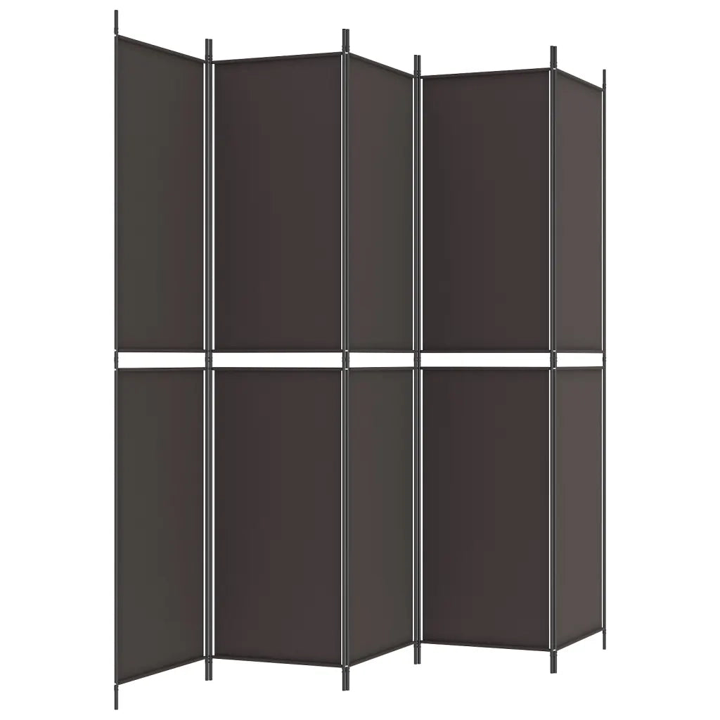 Divisorio a 5 Pannelli Marrone 250x220 cm in Tessuto 350251