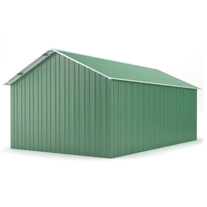 Box auto lamiera capanno in Acciaio Zincato con saracinesca 438x724 cm x h 3,31m - 585KG - 31.7 mq - VERDE