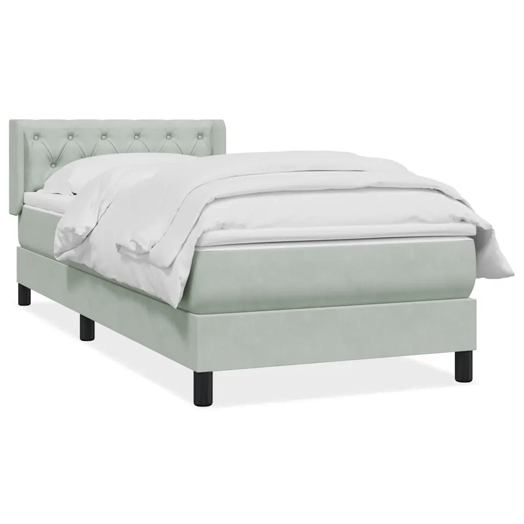 vidaXL Giroletto a Molle con Materasso Grigio Chiaro 80x210 cm Velluto