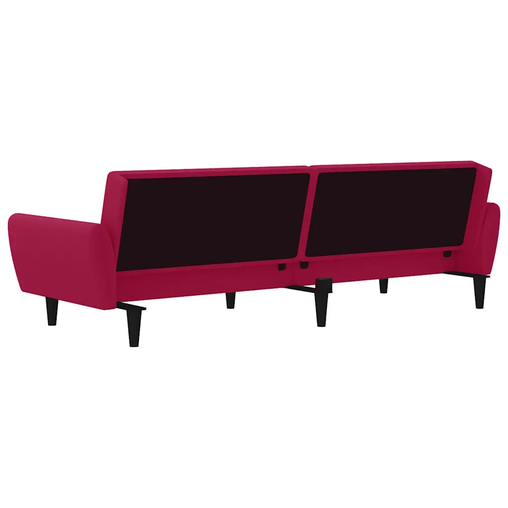 Divano Letto a 2 Posti Rosso Vino in Velluto 375862