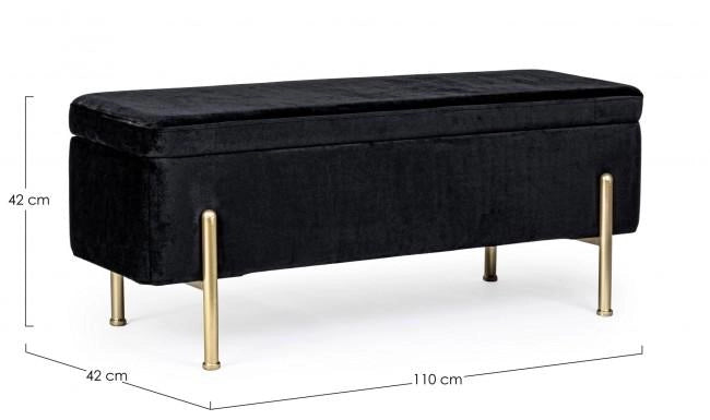Panca Fondo Letto 2 Posti 110x42x42 cm con Vano Contenitore Irina Nero