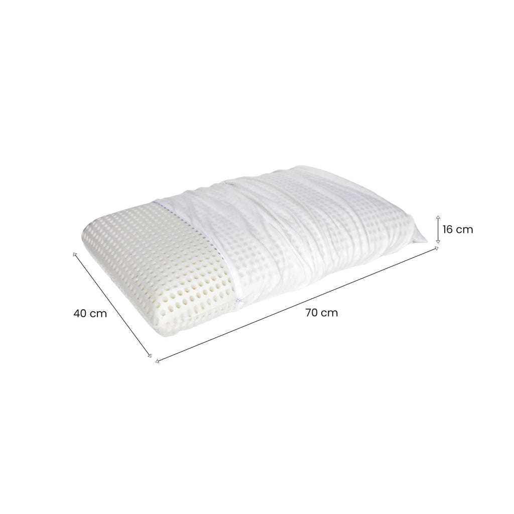 Talamo Italia Set di 2 Cuscini per Basilico, 100% Made in Italy, Guanciale sfoderabile a "saponetta" in Memory Foam forato, Anallergico e Traspirante, 70x40xh16 cm
