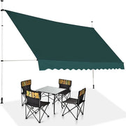 Tenda da Sole per Esterno, Tenda da Sole a Morsetto per Balcone con Struttura Telescopica e Tessuto Resistene ai Raggi Solari, Regolabile in Altezza e in Angolazione (350 cm,Verde)