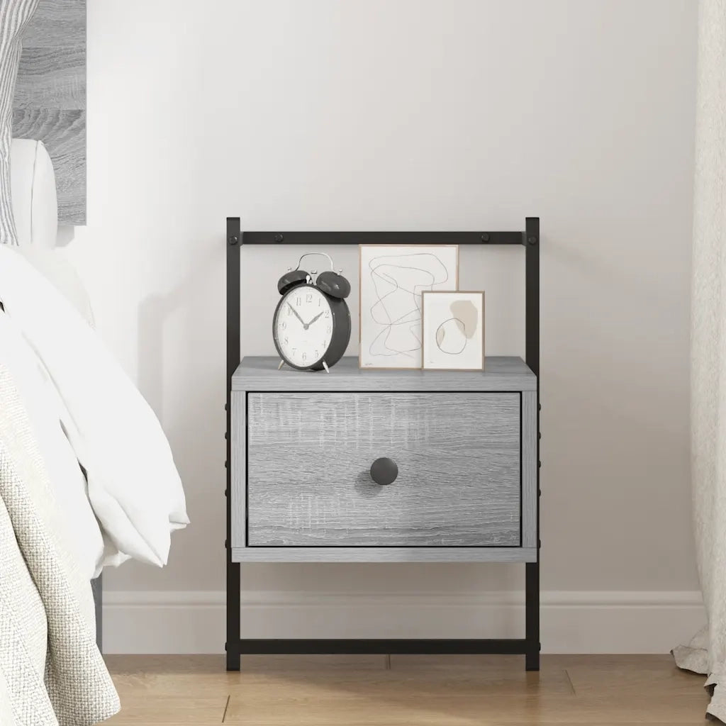 Comodino | Armadio da Notte | Mobiletto da notte a Muro Grigio Sonoma 35x30x51 cm Legno Multistrato