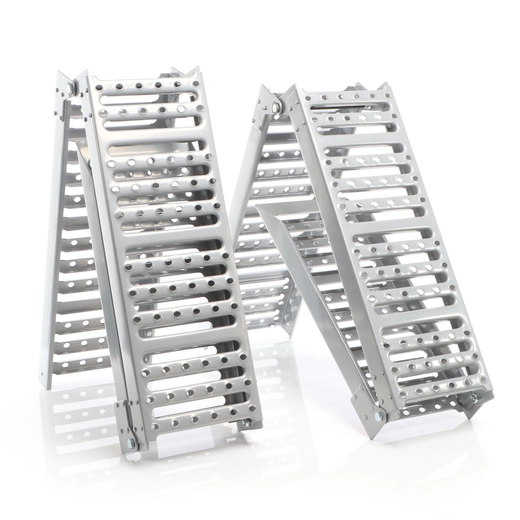 Set 2 rampe di carico pieghevoli in 3 parti max. 800kg 195,5x23cm, acciaio antiscivolo per moto