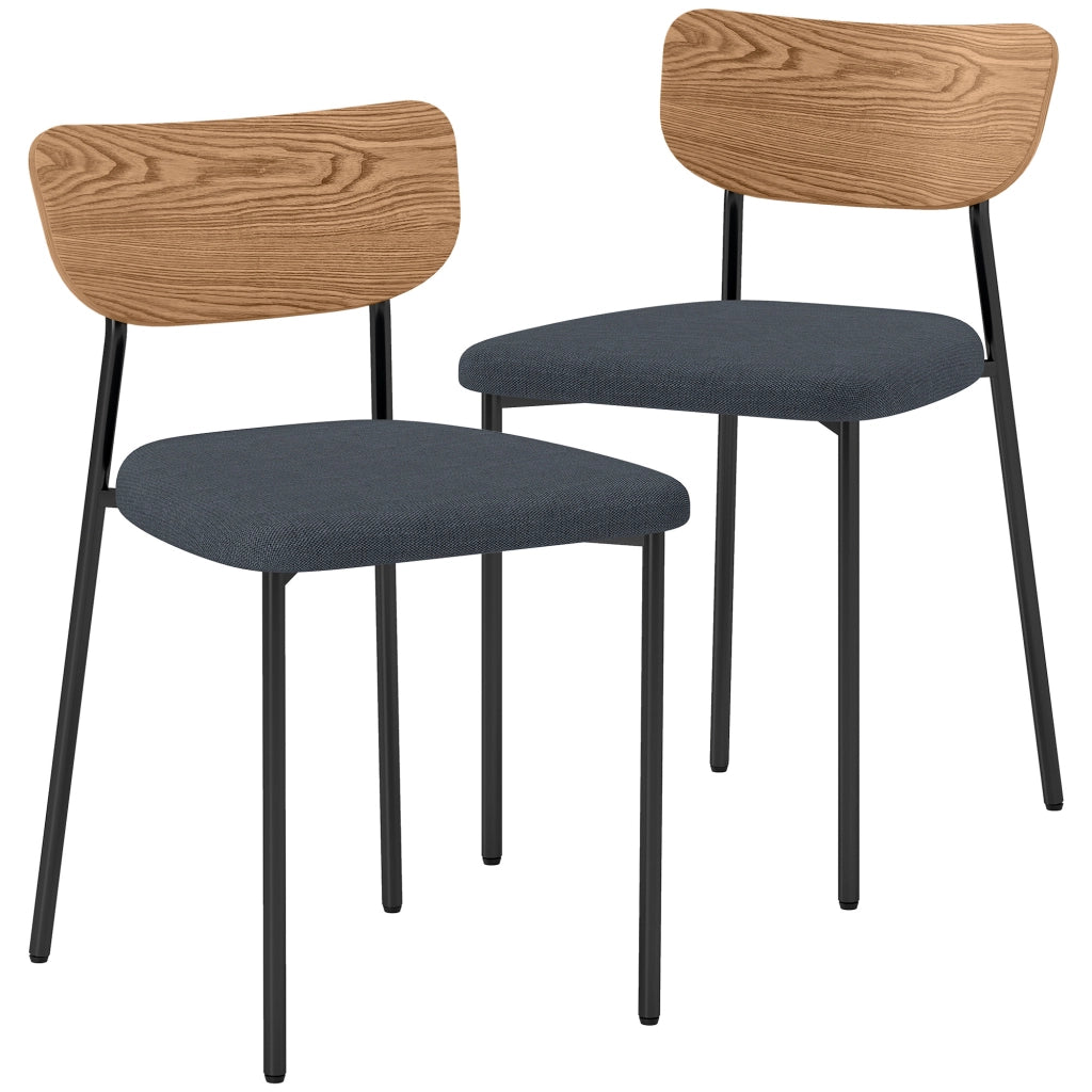 Sedia da pranzo con gambe in metallo e rivestimento grigio ¨C zephmum ¨C set di 2 pezzi