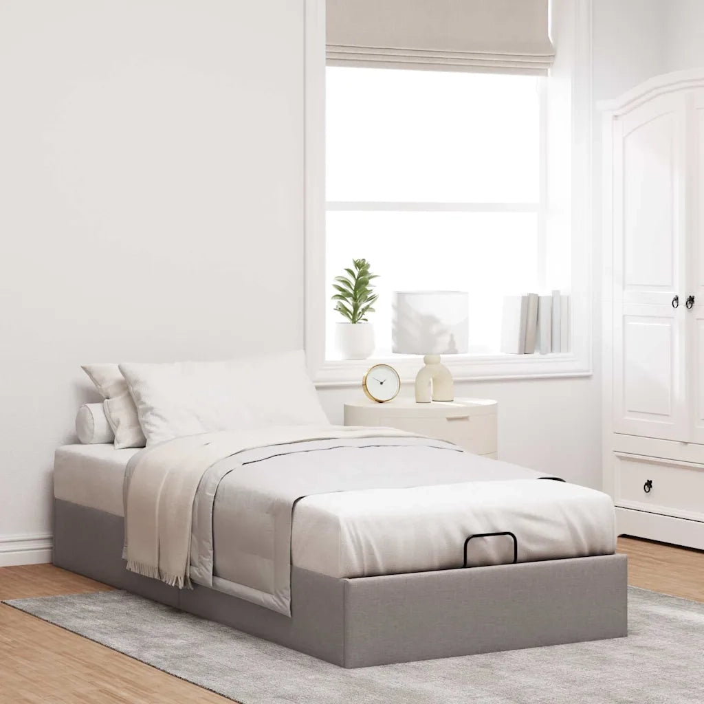 Struttura Letto Pouf senza Materasso Tortora 100x200cm Tessuto