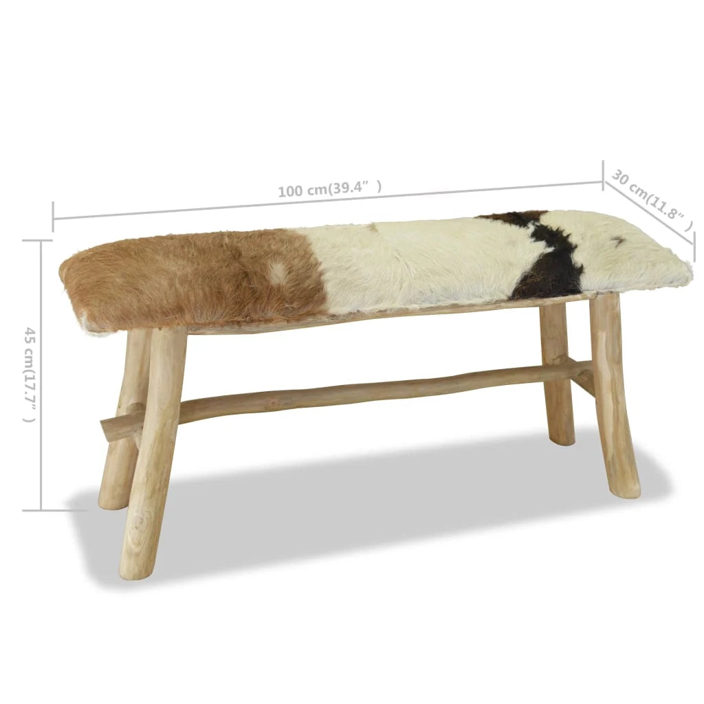 Panca 100 x 30 x 45 cm vera pelle teak 02_0021262