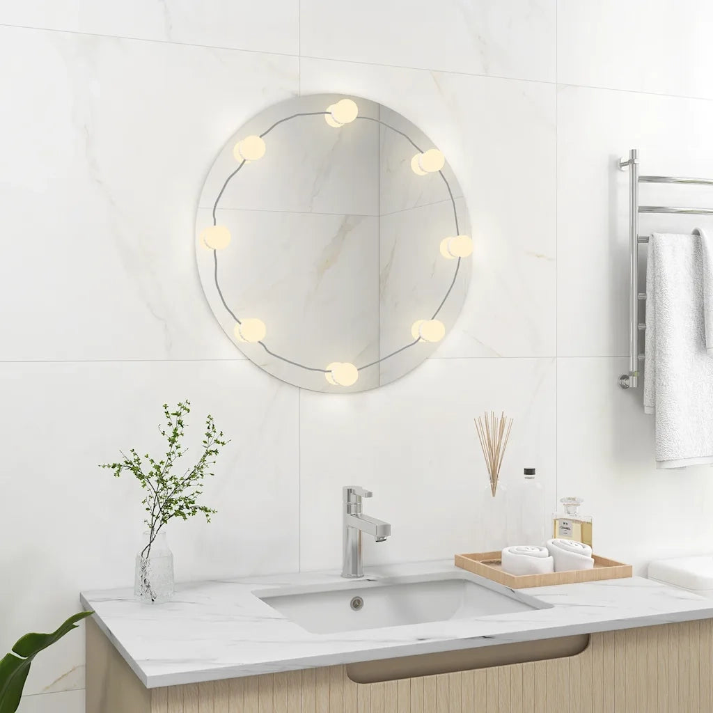 Specchio da Parete | Specchio decorativo Rotondo con Luci LED in Vetro