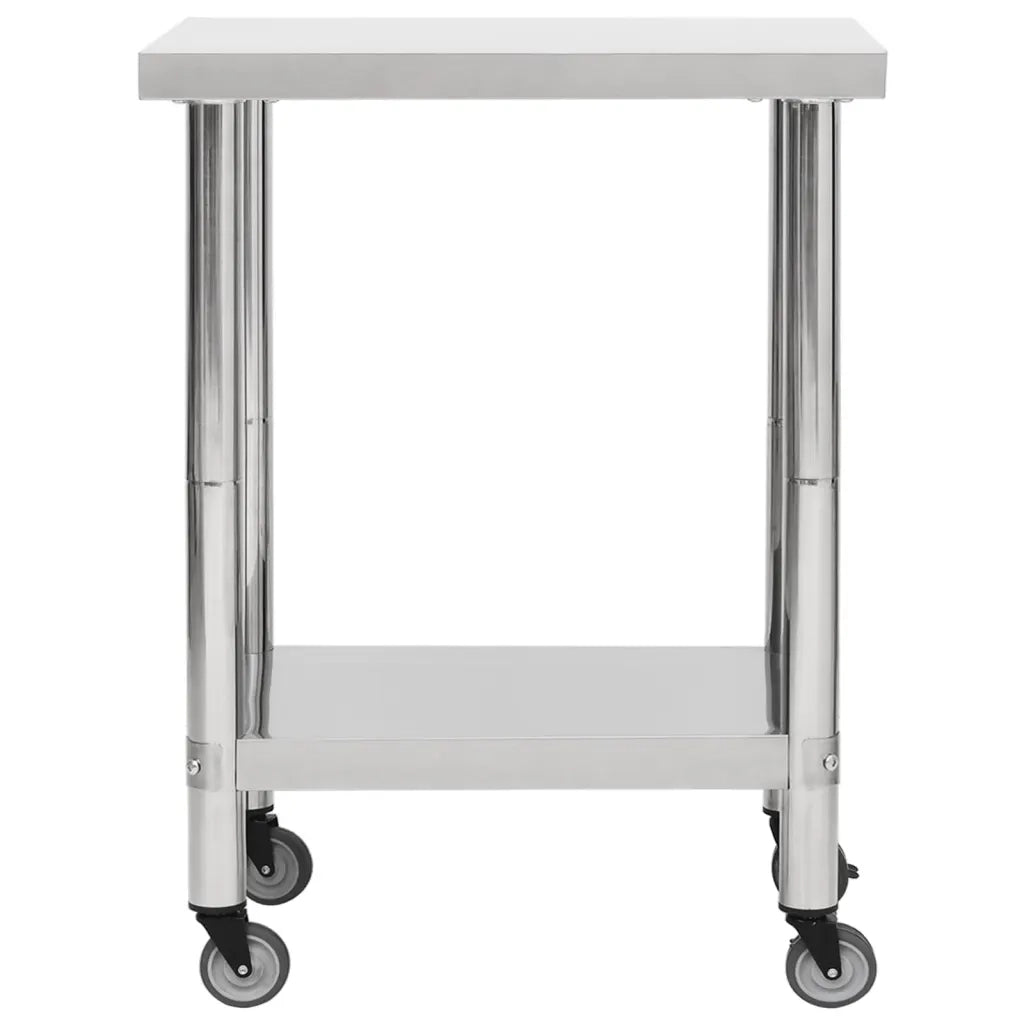 Tavolo da Lavoro Cucina con Ruote 80x30x85 cm in Acciaio Inox CFW4672297