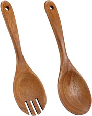 Set di Cottura in Legno da 2 Pezzi - Kit di Spiedi da Cottura - Accessorio da Cucina - Resistente alla Lavastoviglie - Spiedo e Cucchiaio da Salata e Frutta - Set di Cottura per Insalate e Frutta - Modello: Allecta - Codice prodotto: 123456