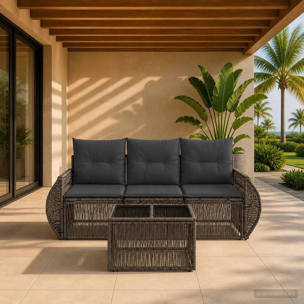 Set Divano da Giardino 4 pz Grigio e Grigio Scuro polyrattan 3435338