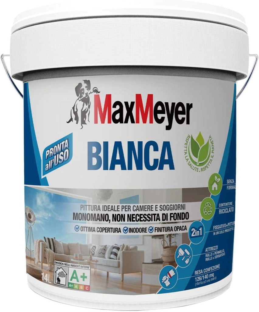 Pittura per Interni Lavabile Monomano 2-in-1 BIANCA, Colore Bianco, 14L