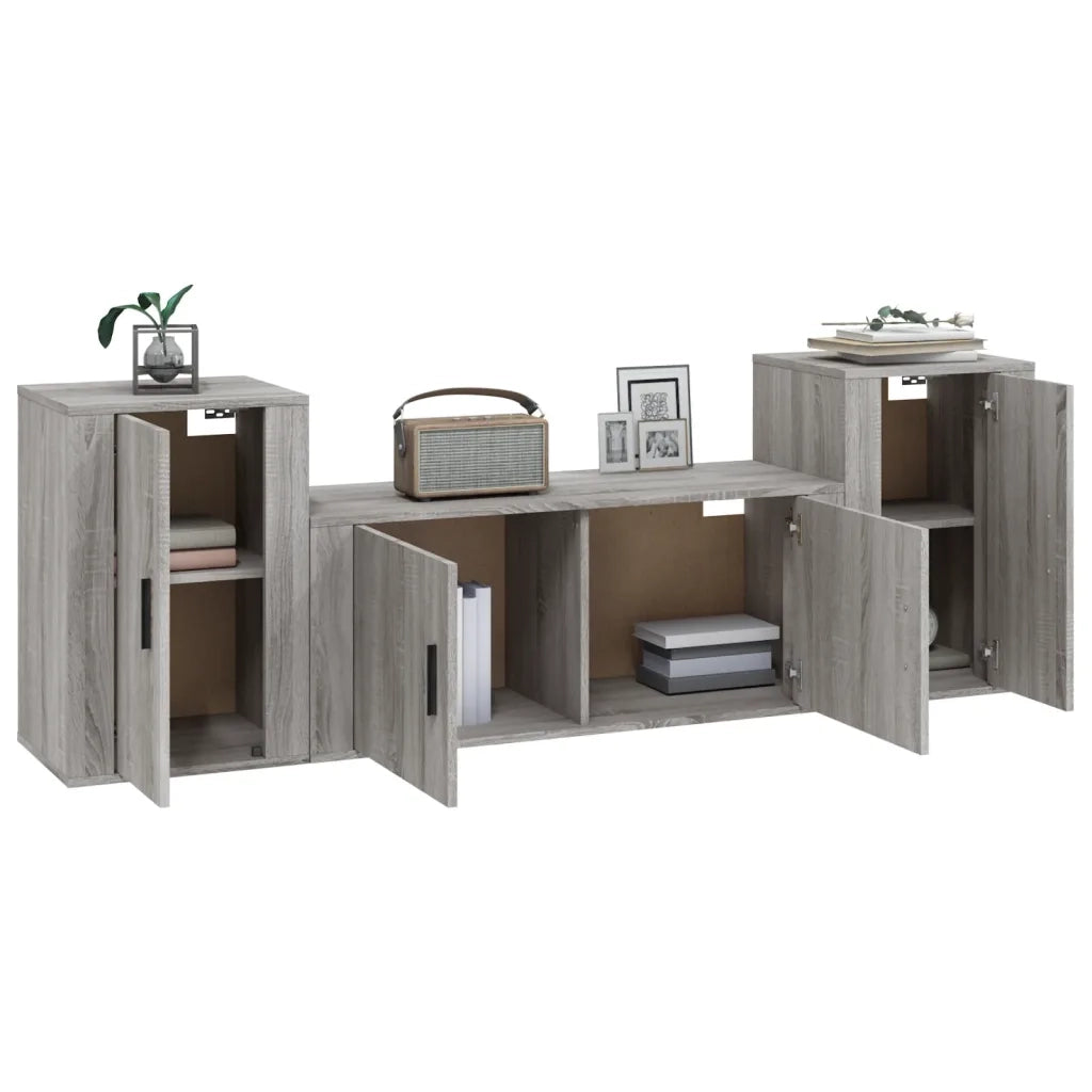 Set Mobili Porta TV 3 pz Grigio Sonoma in Legno Multistrato 3188516