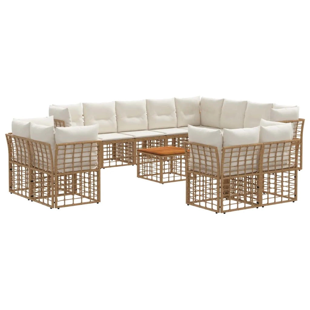 Set di divani da esterno 13 pcs Naturale e Bianco Crema