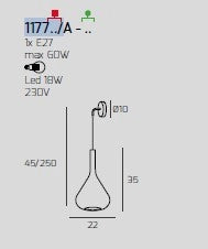 APPLIQUE BIANCO 1 LUCE VETRO BLU 1177BI-A-BL
