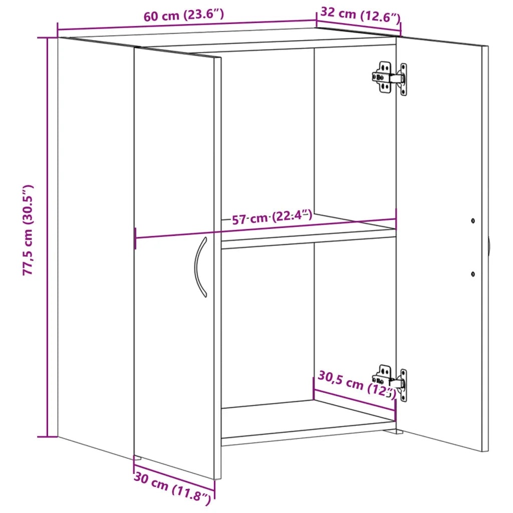 Schedario Rovere Sonoma 60x32x77,5 cm in Legno Multistrato