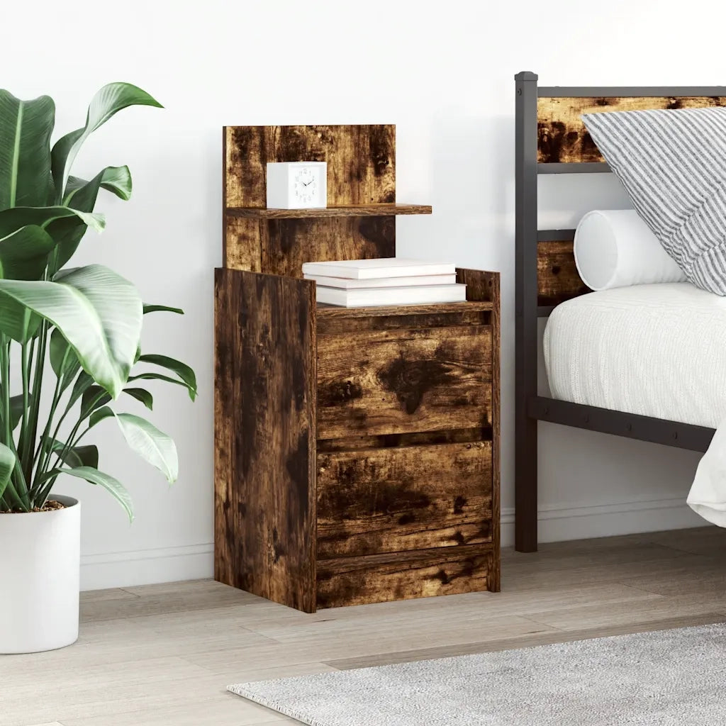 vidaXL Comodino con 2 Cassetti Rovere Fumo 38x34x80 cm