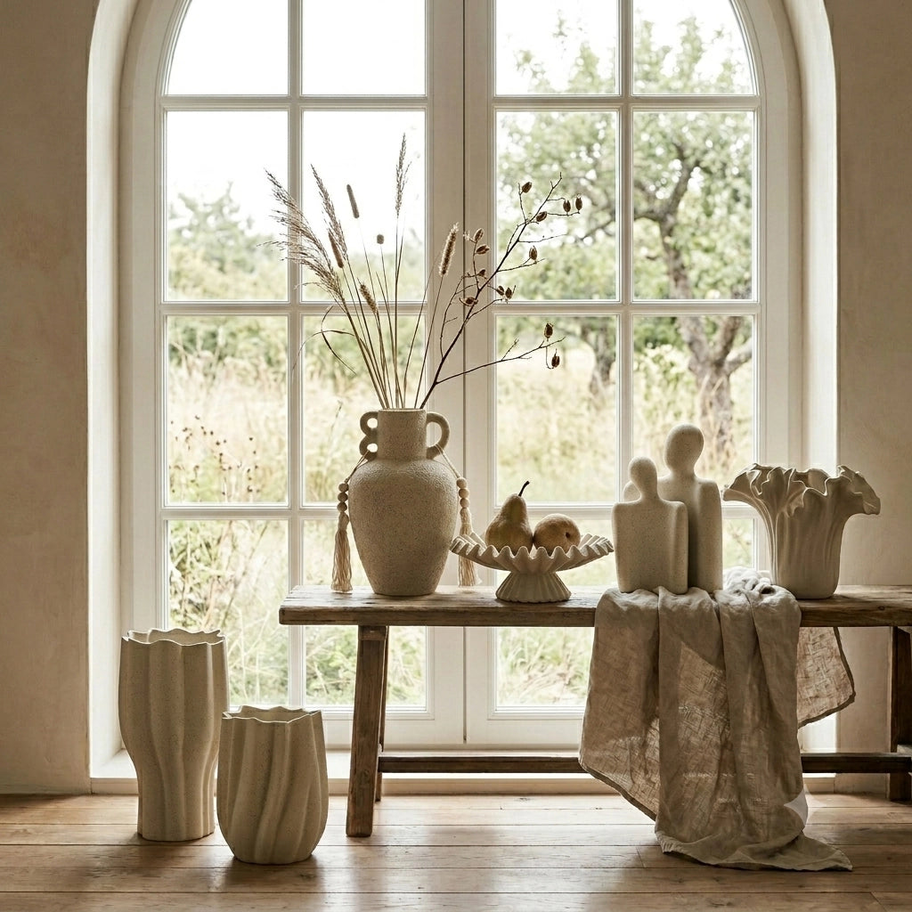 Vaso in Poliresin Mondex Manon 19x32 Beige 1pc