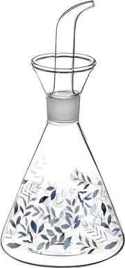 Filtro d'olio in vetro - aceto trasparente - dispensatore multifunzionale per cucina e sala da pranzo - senza perdite - 250 ml - motivo foglie di oliva