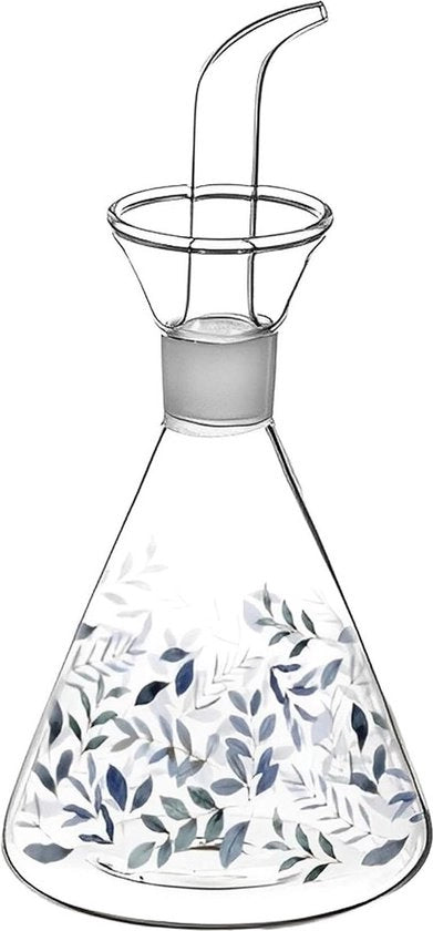 Filtro d'olio in vetro - aceto trasparente - dispensatore multifunzionale per cucina e sala da pranzo - senza perdite - 250 ml - motivo foglie di oliva