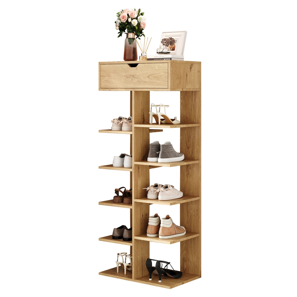 SCARPIERA MULTIFUNZIONALE 55x33x133 cm in truciolare colore naturale