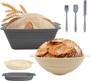 Set di stampi per pane in silicone - manichetta per cuocere pane con schiaccia - forma ovale rotonda pieghevole