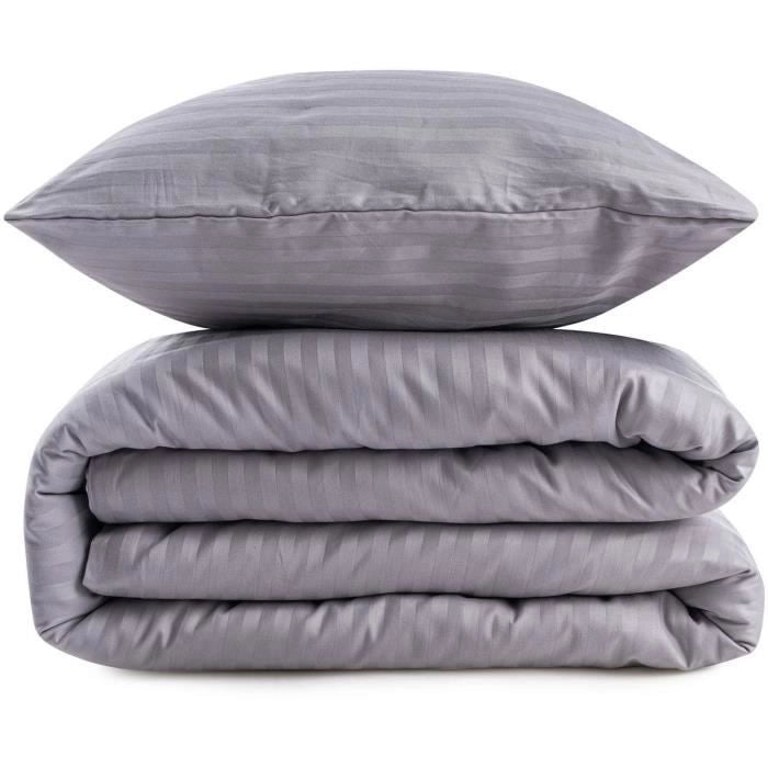 Completo letto - 1 copripiumino 220 x 240 cm + 2 federe 60 x 60 cm - 80% cotone, 20% poliestere - Grigio