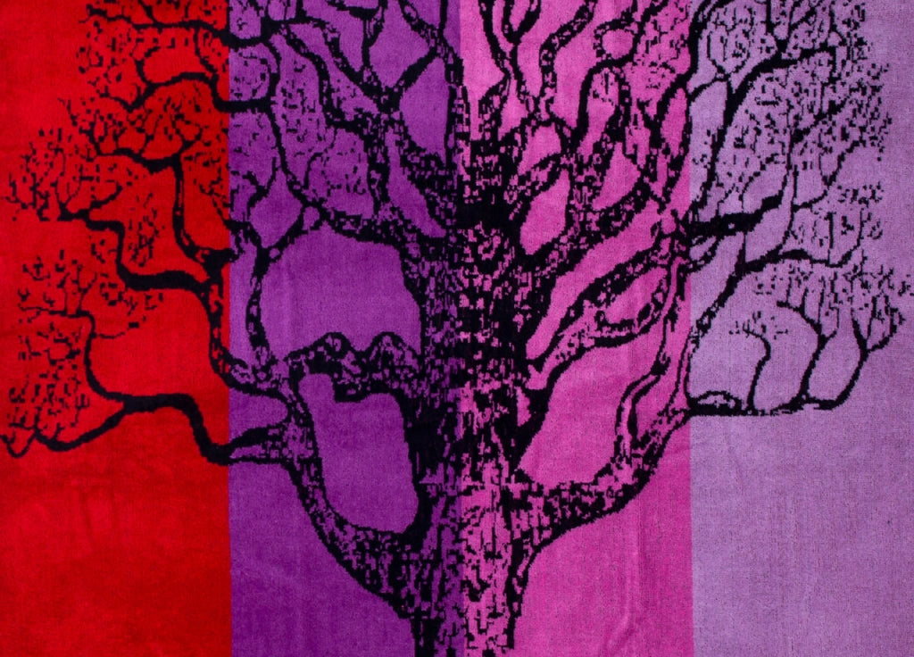 Telo Mare Jacquard Spugna Asciugamano Spiaggia Disegno Life Tree - Telo Mare - Viola