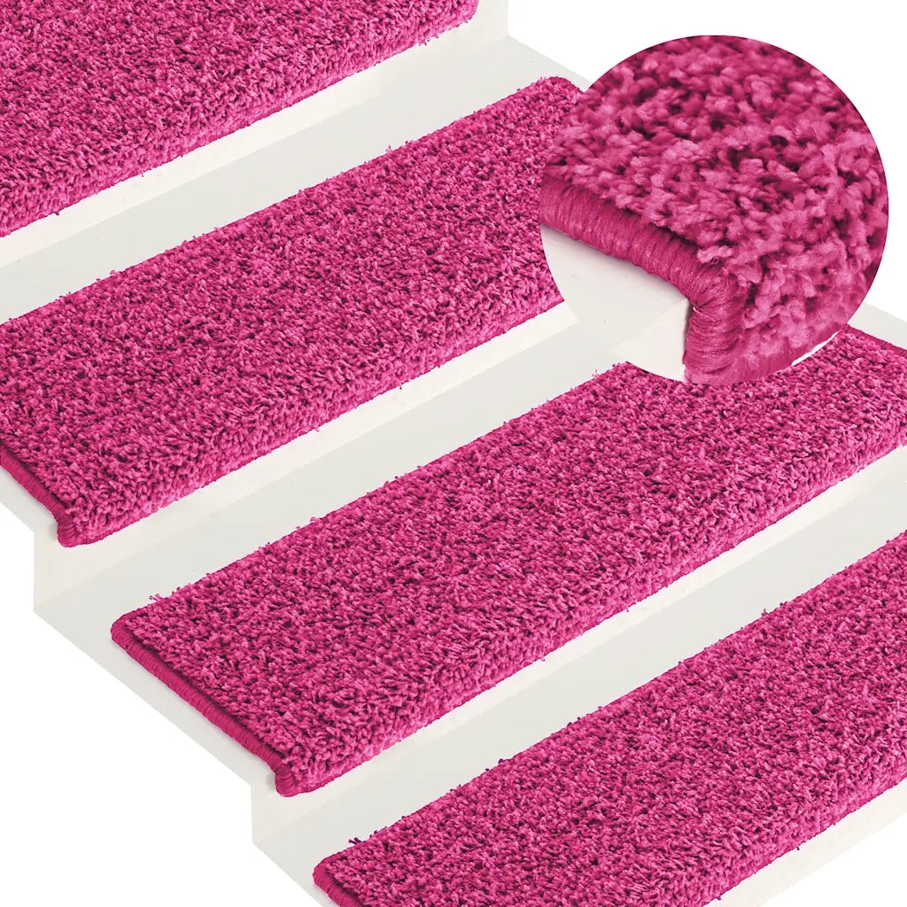 Tappetini per scale 30 pz 65x21x4 cm Rosa Bordo rettangolare