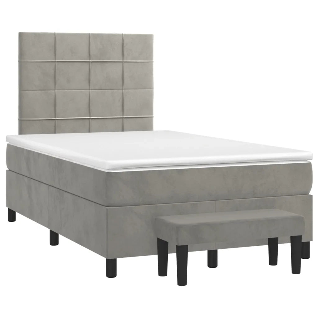 Giroletto a Molle con Materasso Grigio Chiaro 120x200cm Velluto 3137833