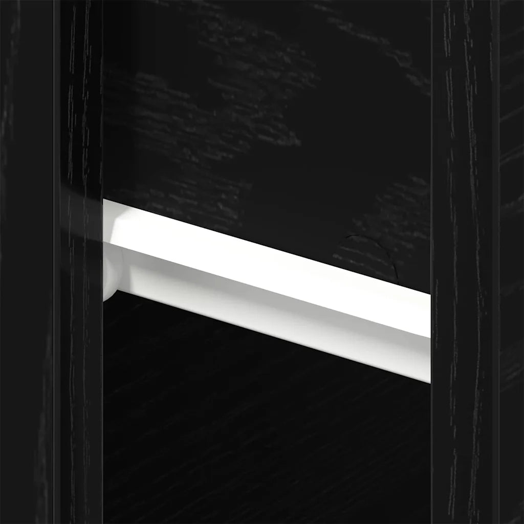 Comodino | Armadio da Notte | Mobiletto da notte Rovere Nero 46 x 30 x 30 cm Legno multistrato