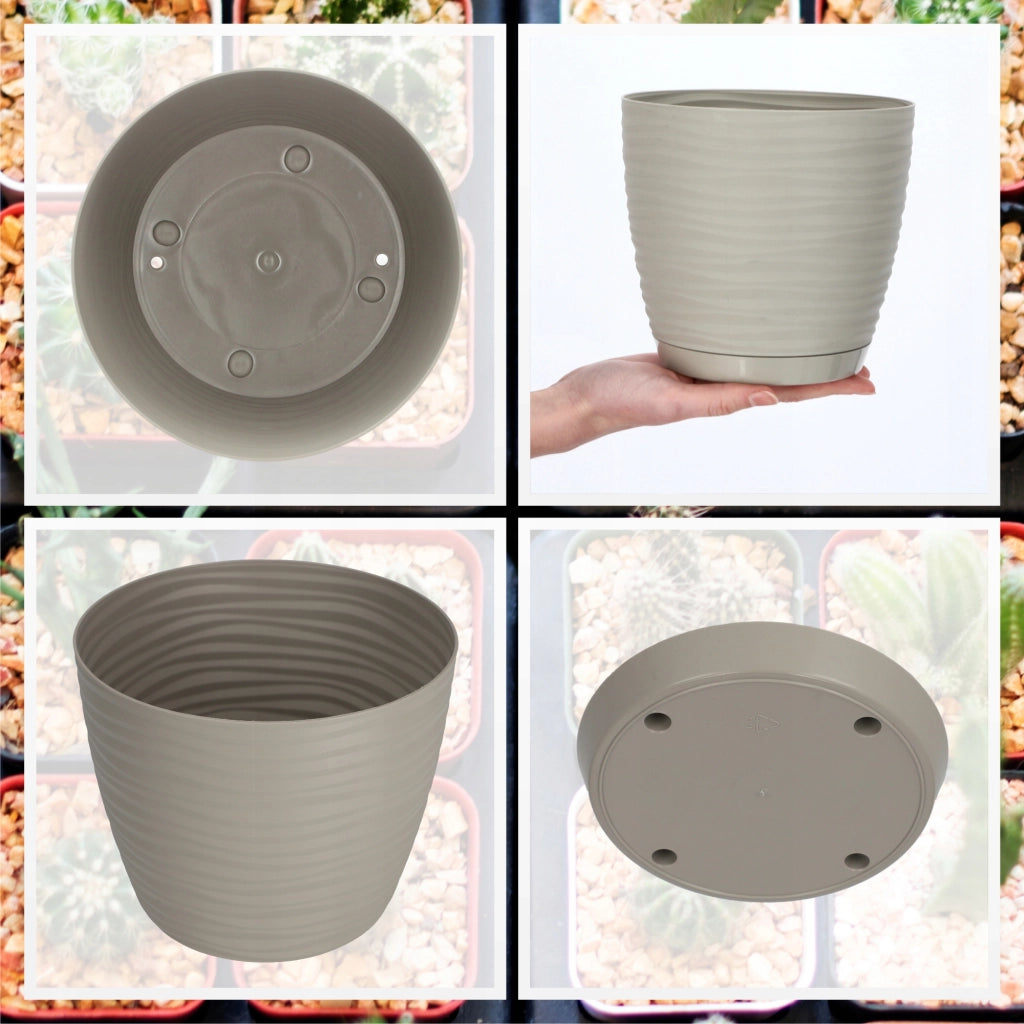 Vaso da fiori KADAX rotondo da 17 cm in plastica grigia
