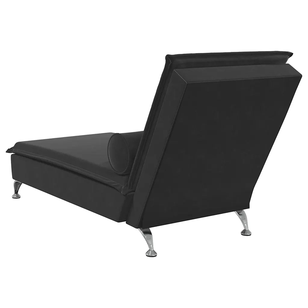 Chaise Longue Massaggi con Cuscino a Rullo Nero in Velluto CFW1694989