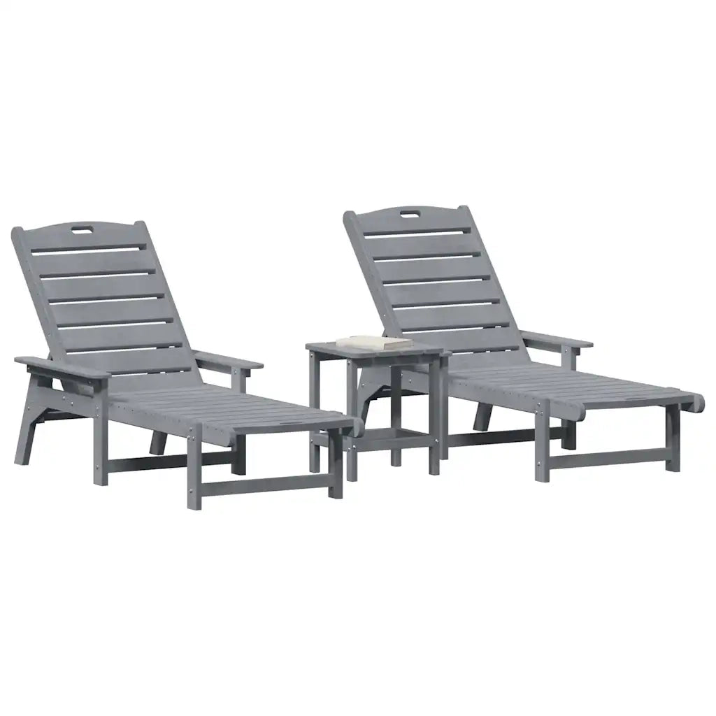 Lettino da sole 3 pcs Grigio chiaro Polietilene 3335857