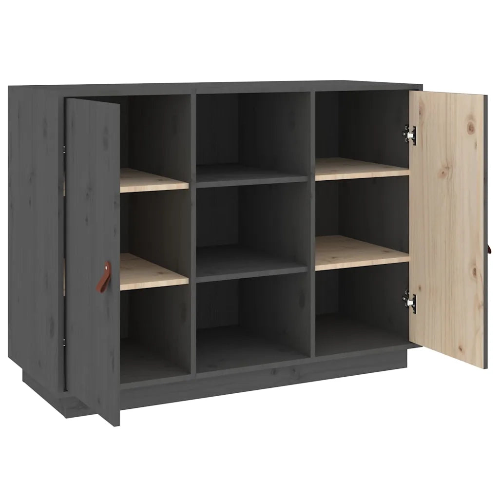 Credenza Grigia 100x40x75 cm in Legno Massello di Pino 820134