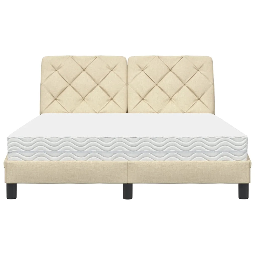 Letto con Materasso Crema 120x200 cm in Tessuto 3310732