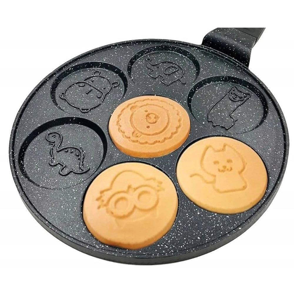 Trade Shop - Padella Antiaderente Per Pancake Uova Cialde Con 7 Stampi Forme Animali Rotonde 624391 -