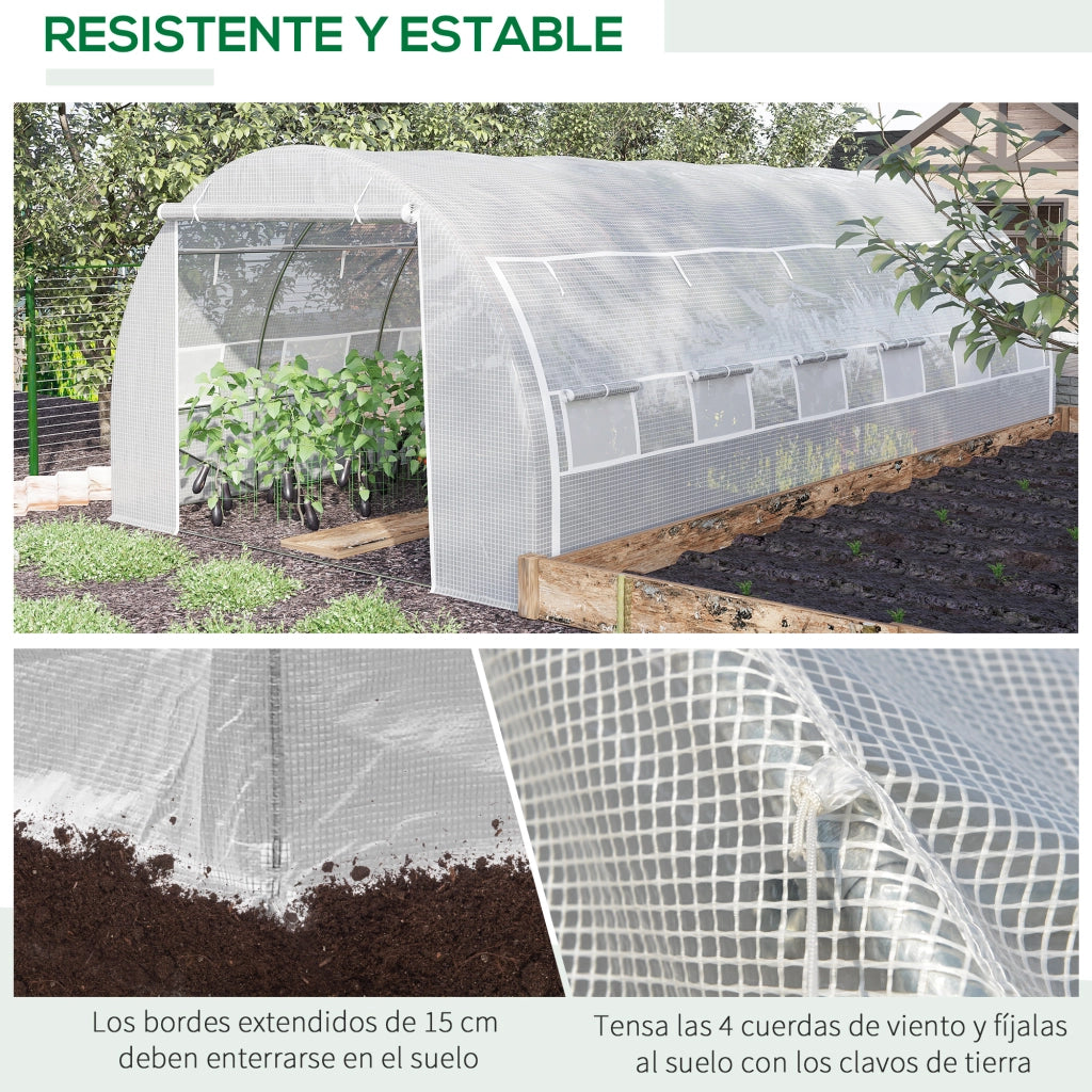 Serra da Giardino Tunnel 6x3x2 m ¨C zephmum ¨C Bianco con 12 Finestre a Rete