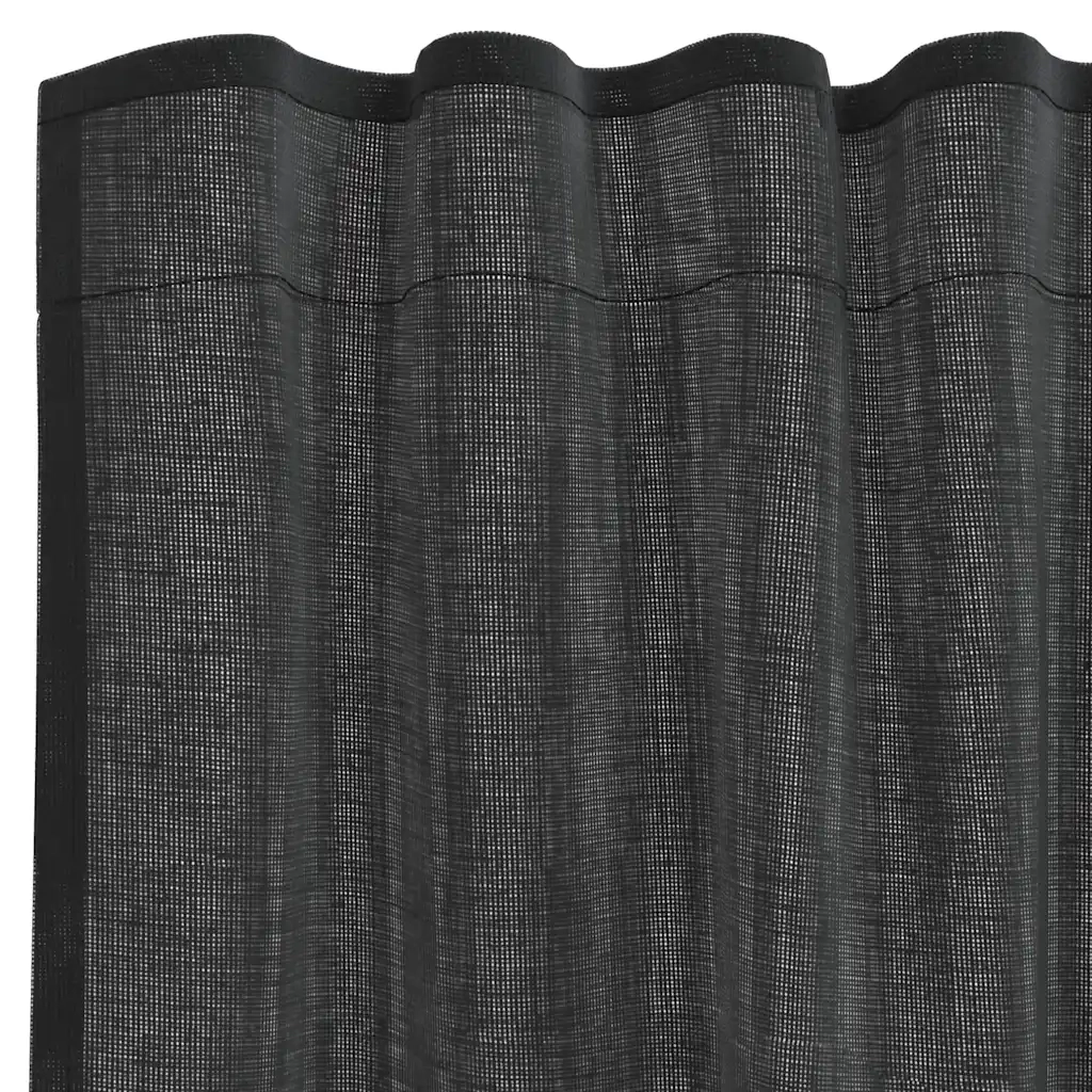 Tende in Voile con Tasche per Aste 2 pz Nero 4102166